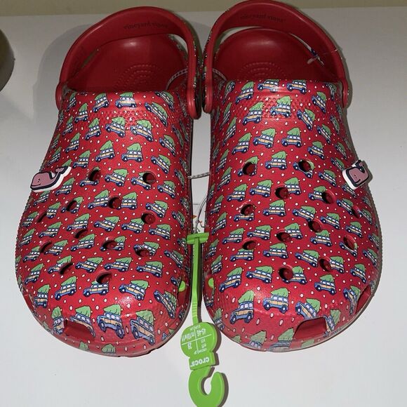 Crocs Classic Clogs Slip On Holiday Vineyard Vines Mens 11 Womens 12.5 Christmas - Picture 1 of 6